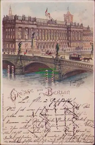 171599 AK Berlin Litho 1898 Halt gegen Licht Friedrichsbrücke u. Börse