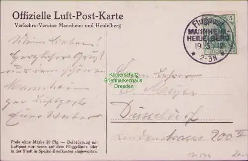 171574 AK ERSTE DEUTSCHE LUFT-POST HEIDELBERG MANNHEIM MORANO 1912