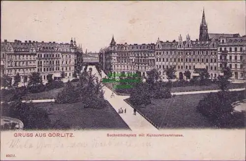 171568 AK Görlitz 1907 Sechsstädteplatz mit Kunnerwitzerstrasse