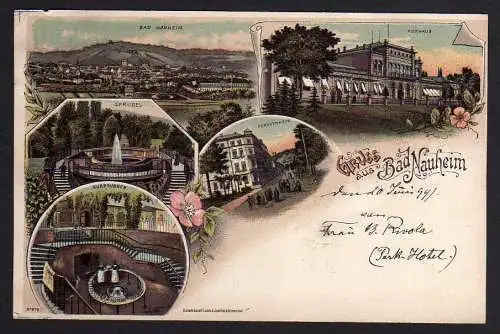 62980 AK Bad Nauheim Litho 1897 Kurhaus Parkstaße