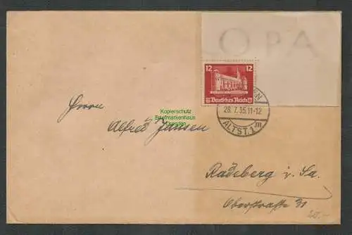 B-5603 Deutsches Reich Einzelmarke aus Block 3 Ostopa 1935 578 Brief Dresden