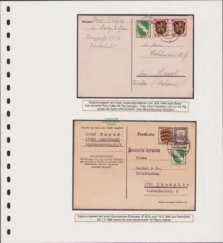 B-50045 Franz. Zone Allgemeine Ausgabe 1 Fr. Varianten 10er Block 2x a Postkarte