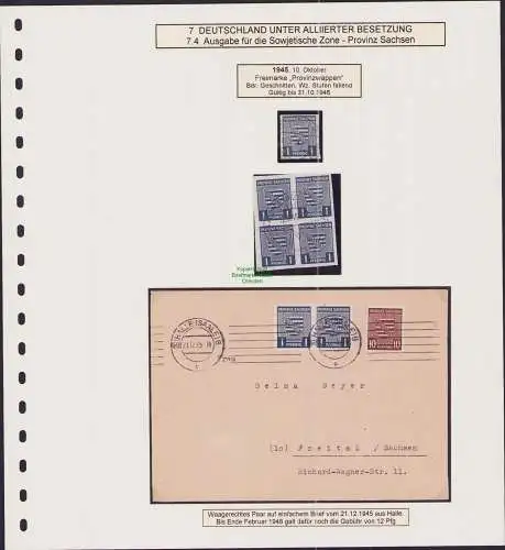 B-50047 SBZ 66 X 73 X 4x Brief Halle Saale 1945 Salzwedel Oschersleben Magdeburg