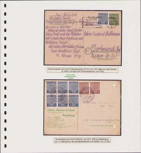 B-50048 4x Beleg SBZ 73 1 Pfennig MiF Düben Mulde 1946 Halle Saale Magdeburg Sud