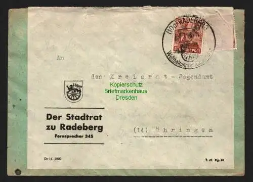 h6173 SBZ Handstempel Bezirk 14 Radeberg 24 Pfg. 174 Brief 08.7.48 Notumschlag