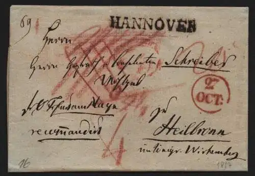 B11803 Brief Hannover nach Heilbronn ( 1817 ? )