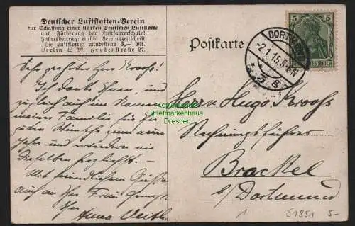 51851 AK Dortmund 1915 Deutscher Flieger über Paris Taube Eifelturm