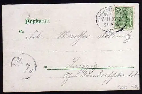 52082 AK Bauernsteig Werdau Haltestelle Oberförsterei 1904 Bahnpost Selingstadt