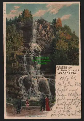 51844 AK Goslar Oker Romkerhaller Wasserfall Litho 1901