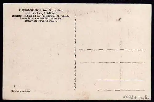 50087 AK Bad Sachsa Hexenhäuschen im Katzental Südharz um 1930