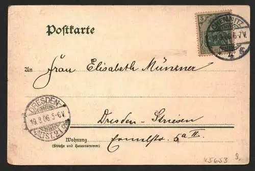 45653 AK Chemnitz 1906 Centraltheater Pferde Kutschen