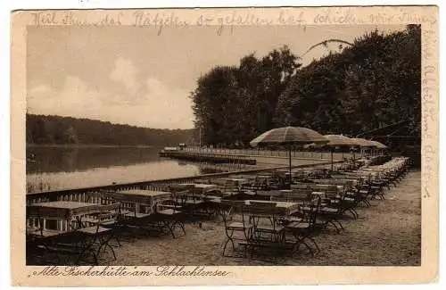 39418 AK Alte Fischerhütte am Schlachtensee 1928 Bahnstation Zehlendorf West