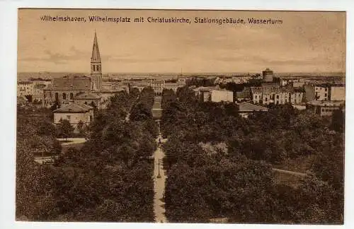 39442 AK Wilhelmshaven um 1910 Wilhelmsplatz mit Christuskirche Stationsgebäude