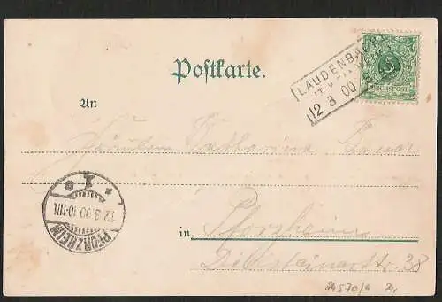 24570 AK Juhöhe Prinzenstein Wirtshaus Laudenbach Weinheim Mörlenbach 1900