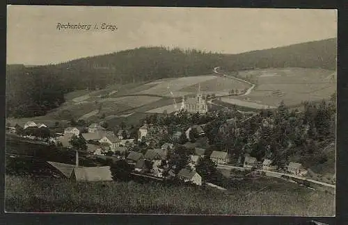 25099 AK Rechenberg im Erzgebirge Kirche 1910, gelaufen