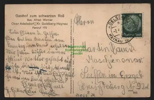 24067B AK Ober Adelsdorf Kr. Goldberg Haynau Gasthof zum Schwarzen 1939