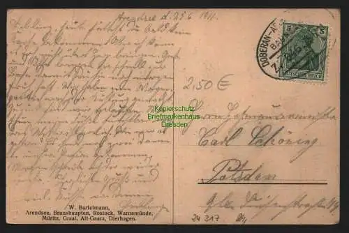 24317 AK Ostseebad Arendsee Dorfstrasse großer Baum, gelaufen 1911