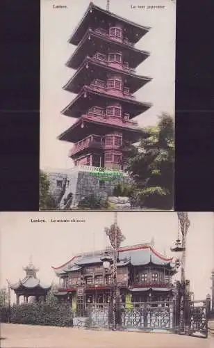 170243 2 AK Laeken Laken Brüssel Belgien 1910 La tour japonaise Le musee chinois