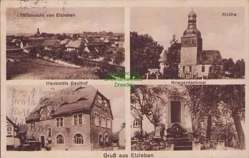 170035 AK Etzleben 1937 Hauboldt´s Gasthof Kirche Kriegerdenkmal Landpoststempel