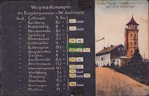 158813 AK Klinovec Keilberg 1919 Aussichtsturm Gasthaus Wegmarkierungen