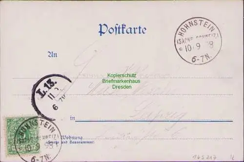 165217 AK SÄCHS. SCHWEIZ KUHSTALL 1898 Serie 1. No 3 Berggesicht Hohnstein