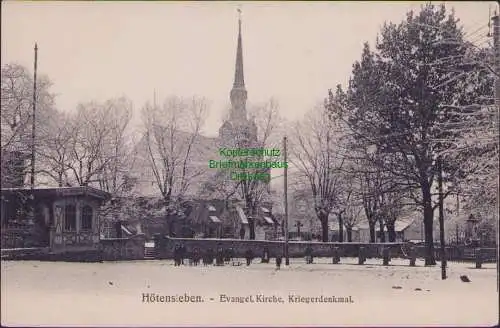 165290 AK Hötensleben um 1910 Evangel. Kirche, Kriegerdenkmal. Verlag von H.