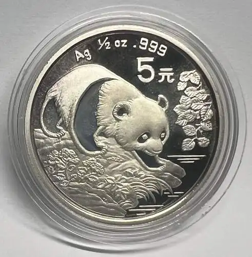 B-50129 China 1/2 oz 5 Yuan Silber 999 Panda 1994 PP Proof