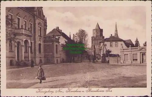 165292 AK Königsberg, Nm. 1914  Kreishaus u. Bernikower Tor BAHNPOST Cüstrin