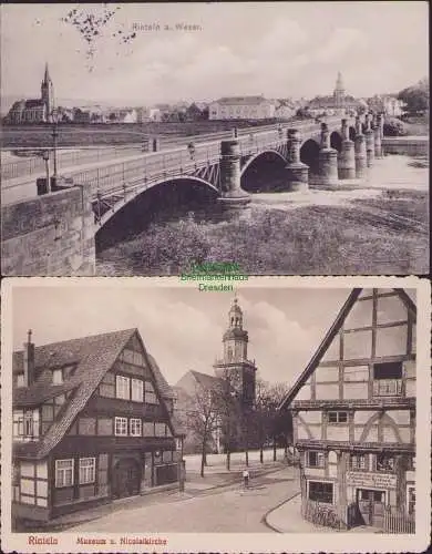 165288 2 AK Rinteln a. Weser Museum u. Nicolaikirche Felserkeller Alemania 1914