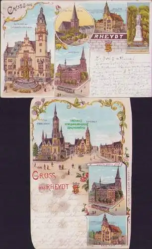 165202 AK GRUSS aus Rheydt Mönchengladbach 1900 Rathaus Hohenzollernbrunnen