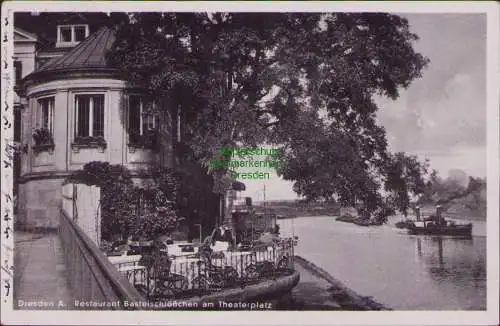 161493 AK Dresden A. Restaurant Basteischlößchen am Theaterplatz 1947