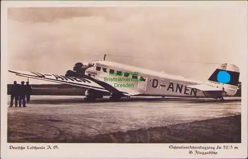 161533 AK Deutsche Lufthansa A. G. D-ANEN Schnellverkehrsflugzeug Ju 52/3 m 1936