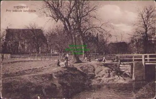 161548 AK STESZEWO Przy kosciele katolickim Posen Poznan um 1915 kath. Kirche