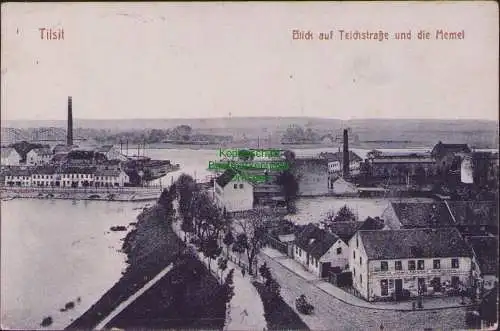 161361 AK Tilsit 1915 Sowetsk Kaliningrad Blick auf Teichstraße und die Memel