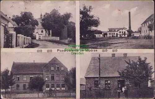 161315 AK Pozdrowienie ze Modrze 1914 Provinz Posen Kunstanstalt,,Gut Licht",