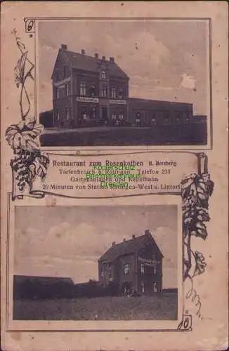 161329 AK Tiefenbroich b. Ratingen um 1920 Restaurant zum Rosenkothen Herzberg