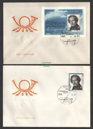 B-14636 2x DDR FDC 1984 Block 76 2852 175. Geb. von Felix Mendelssohn Bartholdy