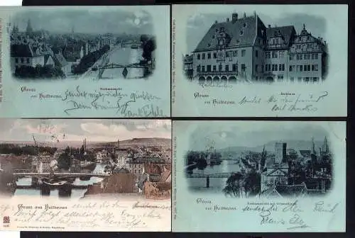 98887 4 AK Heilbronn Rathaus Neckaransicht 1897 Brücke