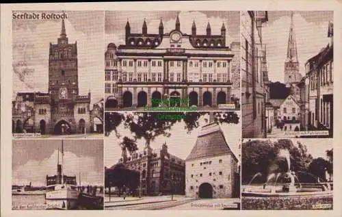 153538 3 AK Seestadt Rostock Rathaus Kröpeliner Tor 1908 1941