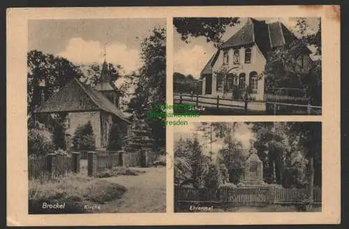 151948 AK Brockel um 1930 Kirche Ehrenmal Schule