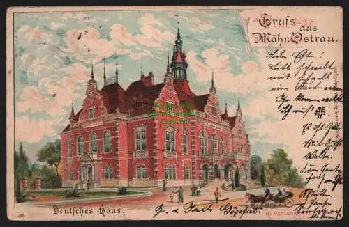 149861 AK Mährisch Ostrau Litho Schloss Künstlerkarte 1900