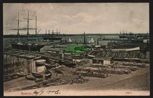 148070 AK Rostock 1906 Hafen um 1910