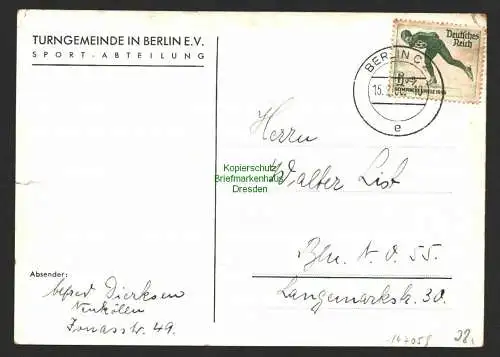 147059 AK Berlin Hasenheide 1936 Turngemeinde Sportfest Werbekarte