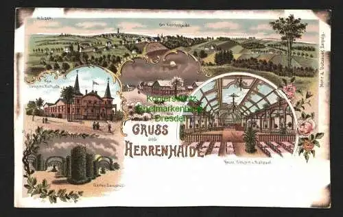 143724 AK Burgstädt Herrenhaide um 1900 Litho Gasthaus Konzert- u. Ballsaal