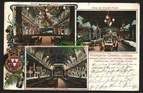 143771 AK Chemnitz Schönau Restaurant Wintergarten Krystallpalast 1904