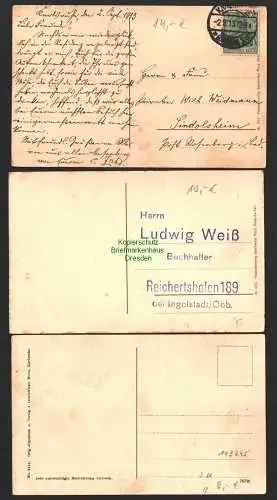 143845 3 AK Karlsruhe Markt 1913 Pyramide Landkarte Luftbild Vogelschau