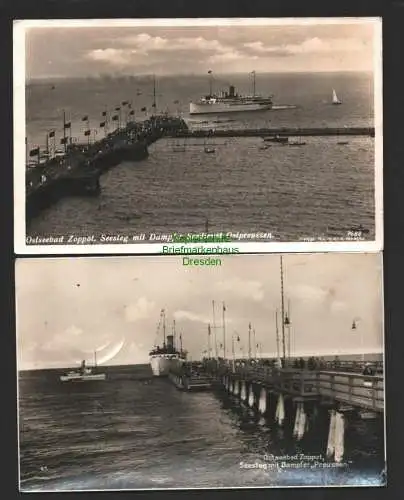 143818 2 AK Zoppot Sopot 1941 Seesteg Dampfer Seedienst Ostpreussen