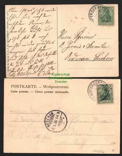 142561 2 AK Hartha bei Tharandt 1906 Waldpartie b. Forstgarten Villa Waldfrieden