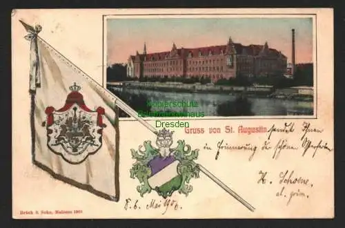 142504 AK Grimma St. Augustin 1906 Landes- und Fürstenschule Studentika Wappen