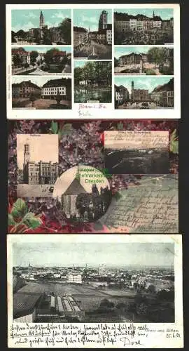 142653 3 AK Zittau Ottokarplatz Frauenstraße Weinau Hotel Reichspost um 1920